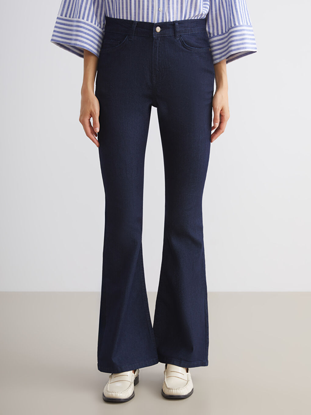 İndigo Flare Kadın Jean Pantolon-1