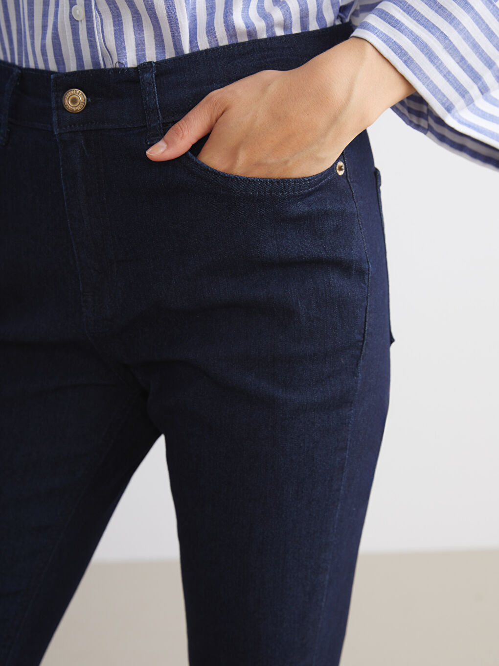 İndigo Flare Kadın Jean Pantolon-2