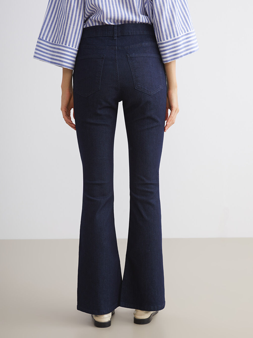 İndigo Flare Kadın Jean Pantolon-3