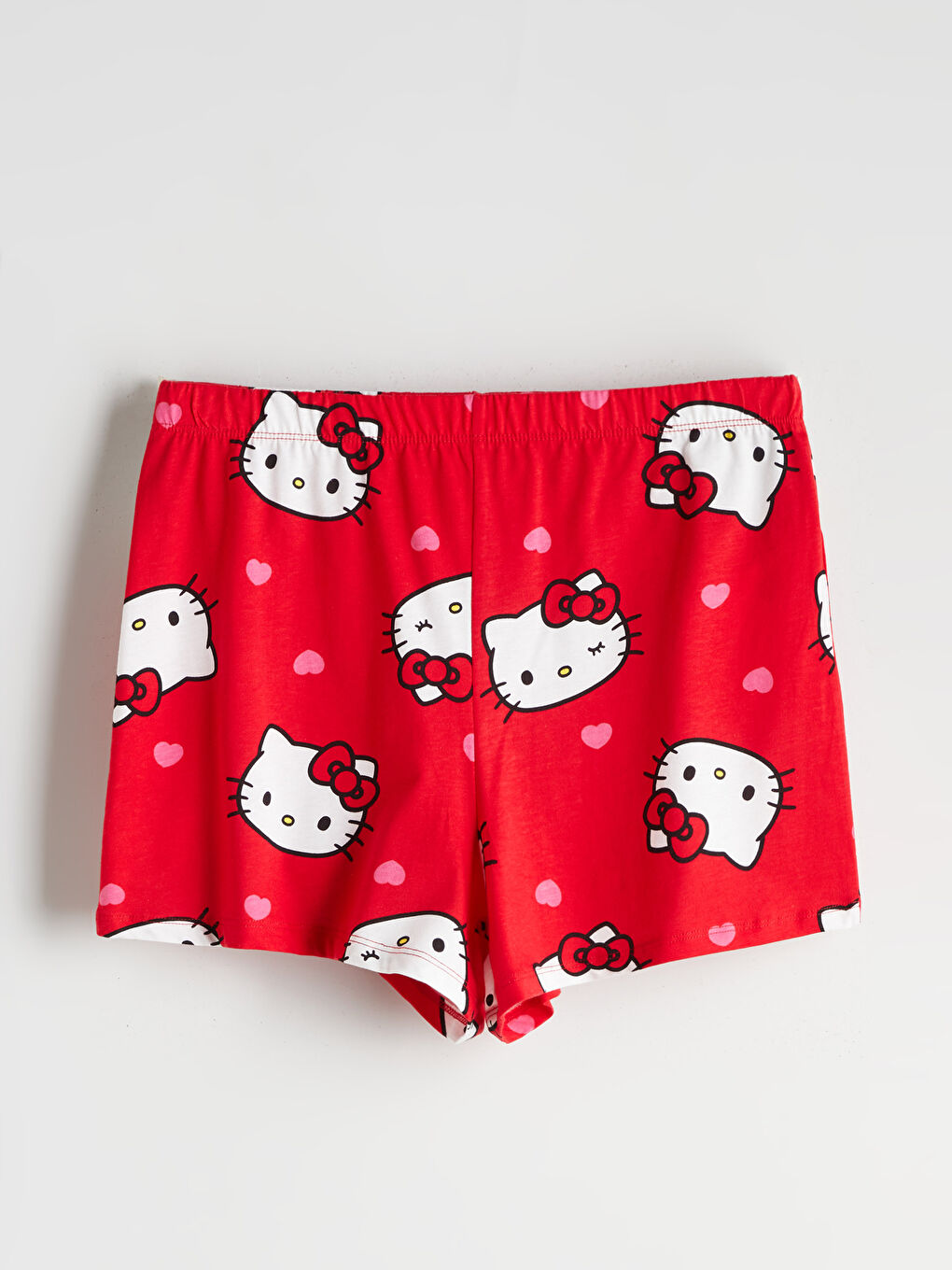 Kırmızı Hello Kitty Baskılı Kadın Şort Pijama Alt