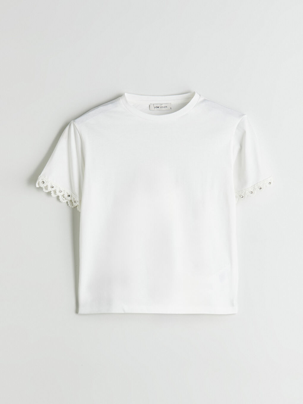 Crew Neck Lace Detailed Blouse-4