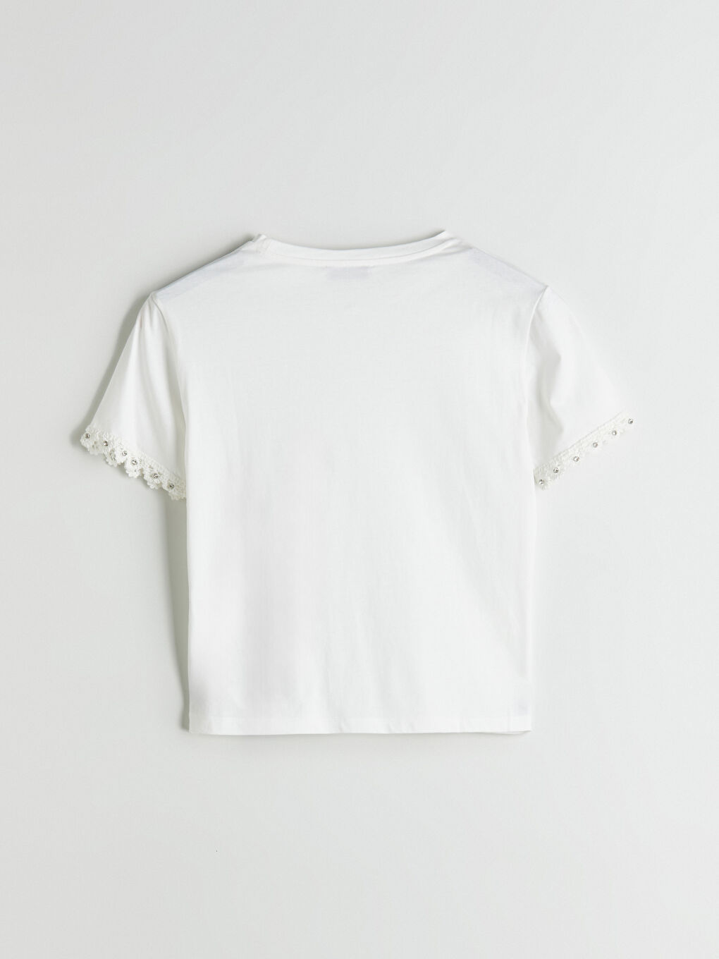 Crew Neck Lace Detailed Blouse-5