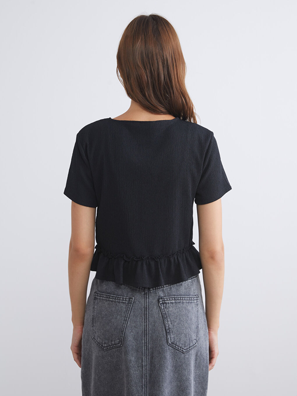V Neck Textured Blouse-3