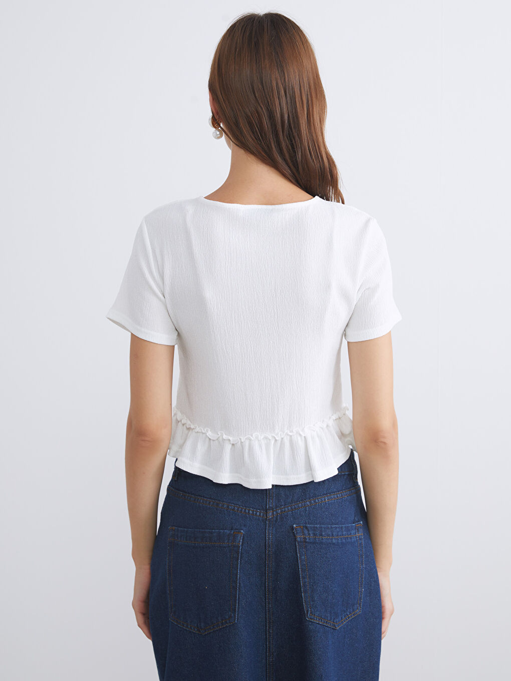 V Neck Textured Blouse-3
