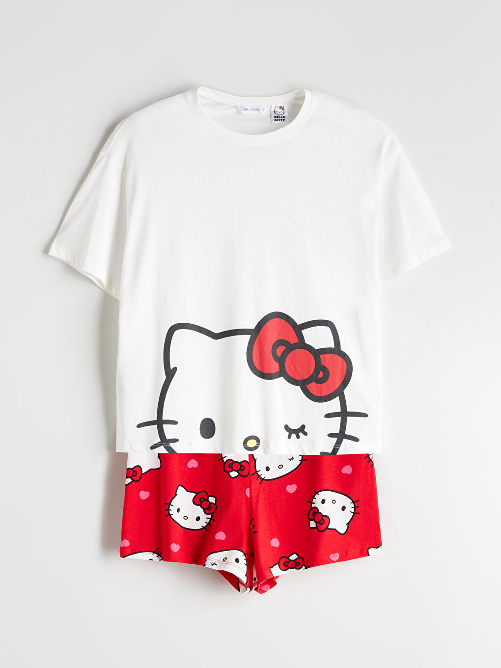 LCW Young Hello Kitty Printed Women's Shortie Pyjama Set -W5JR66Z8-LTP