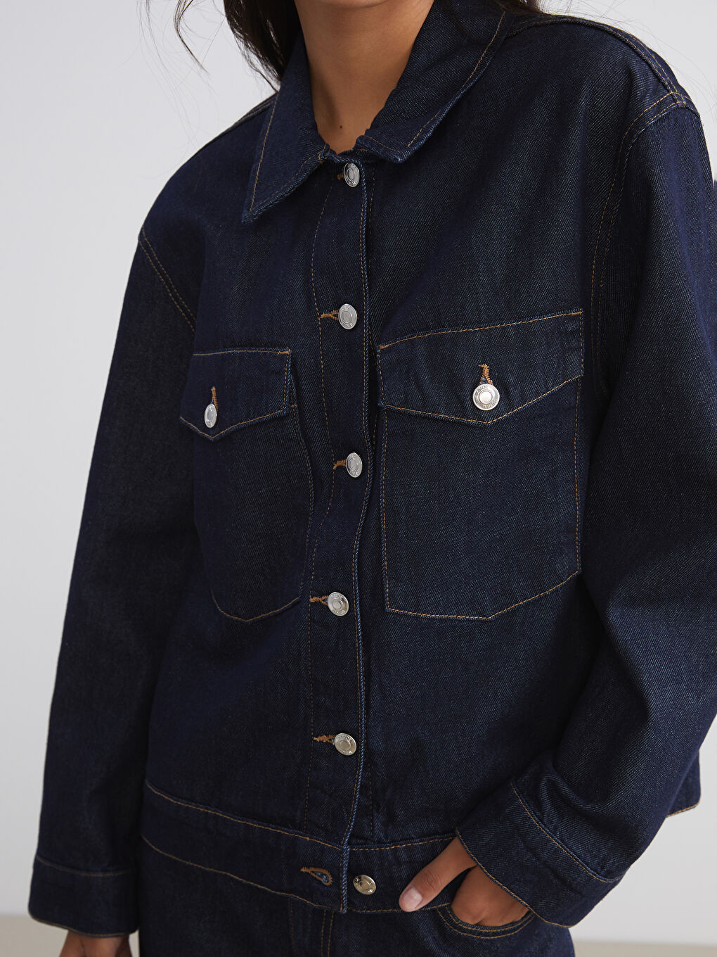 ياقة الجاكيط جاكيت جينز نساء-2