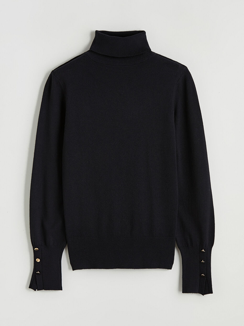 Siyah Balıkçı Yaka Kadın Triko Kazak-4