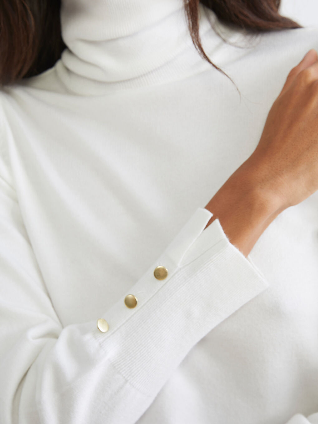 Ekru Balıkçı Yaka Kadın Triko Kazak-2