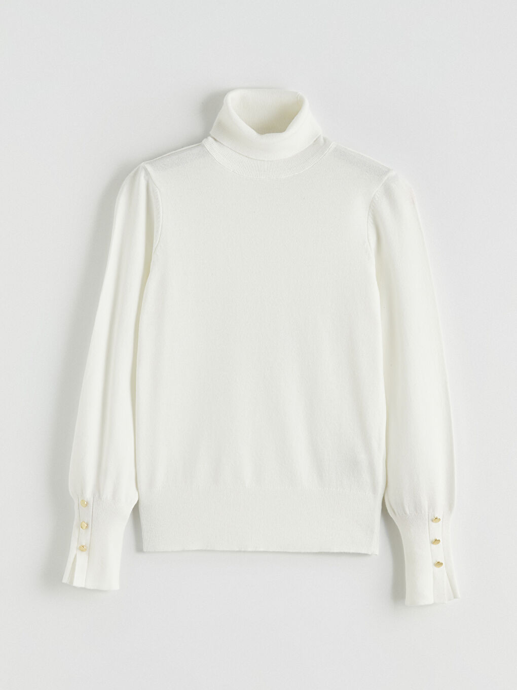 Ekru Balıkçı Yaka Kadın Triko Kazak-4