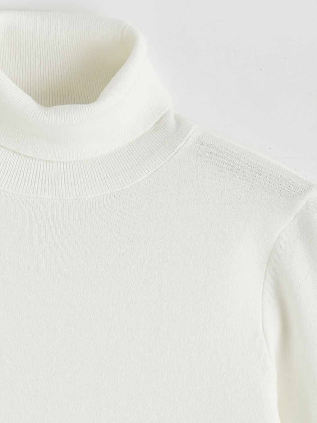 Ekru Balıkçı Yaka Kadın Triko Kazak-5