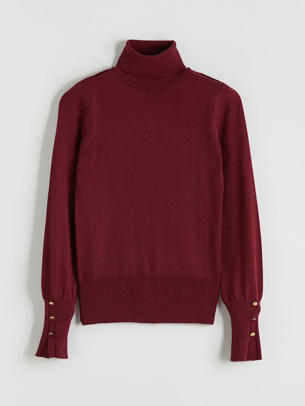 Bordo Balıkçı Yaka Kadın Triko Kazak-4