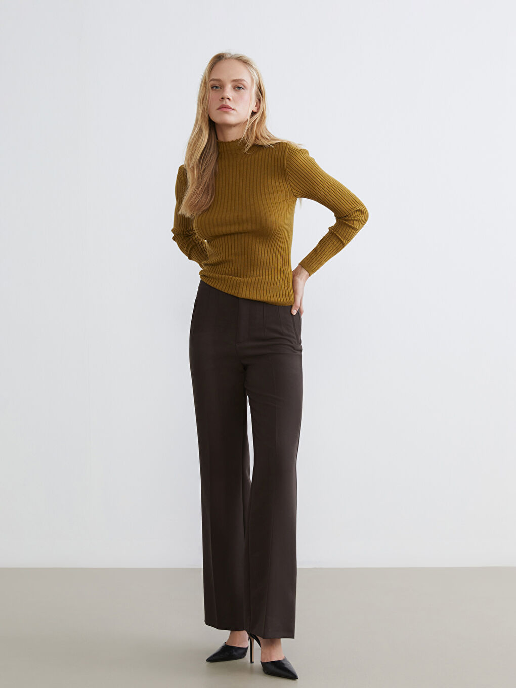 Yeşil Yarım Balıkçı Yaka Kadın Triko Kazak-1