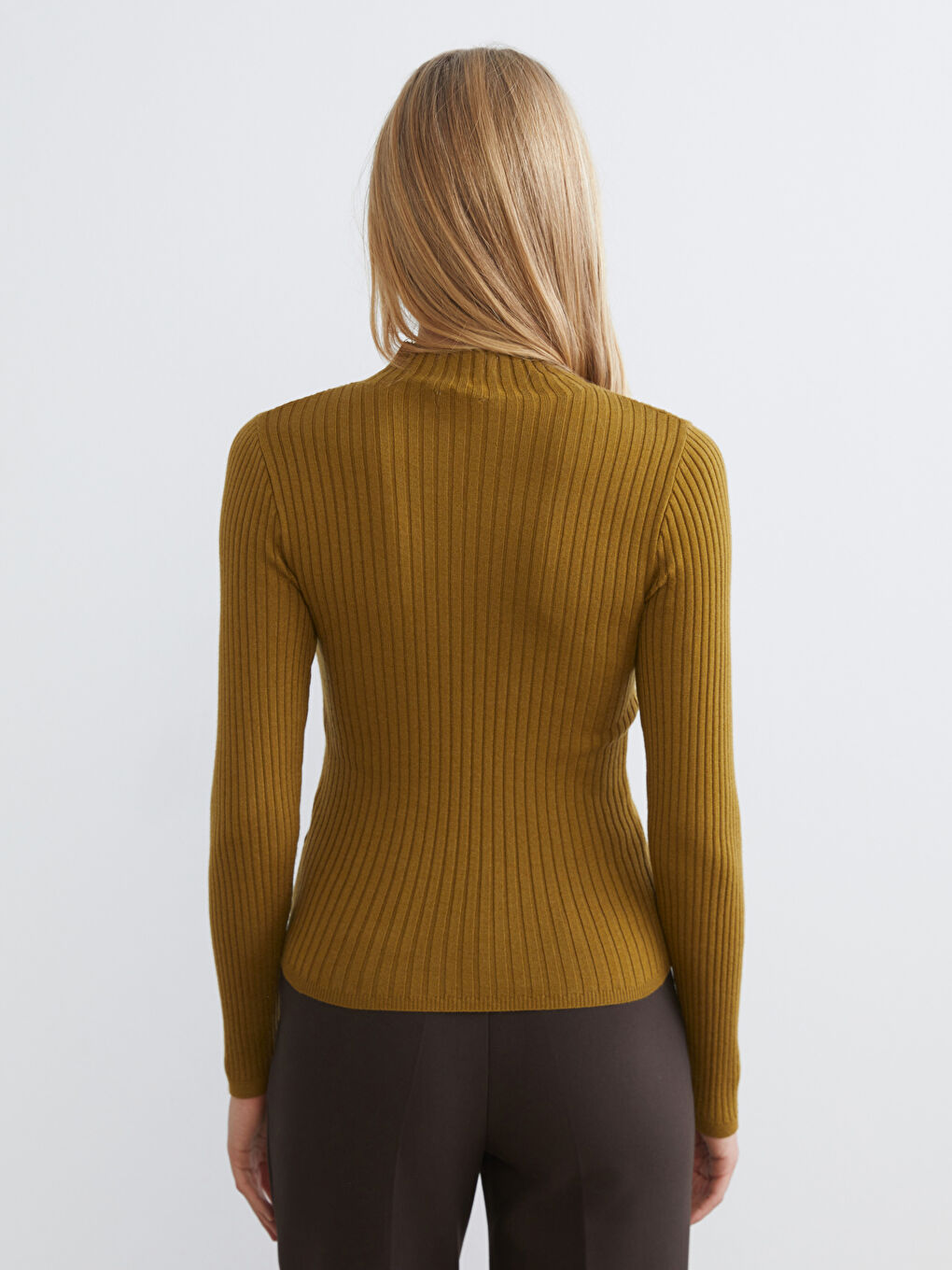 Yeşil Yarım Balıkçı Yaka Kadın Triko Kazak-3