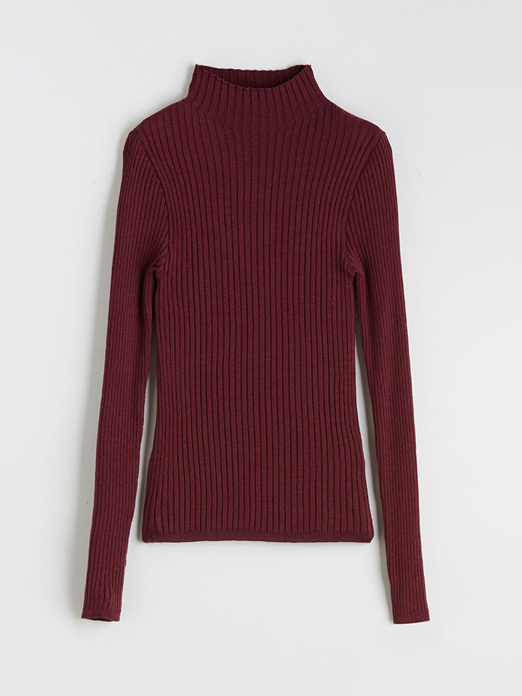 Bordo Yarım Balıkçı Yaka Kadın Triko Kazak-4