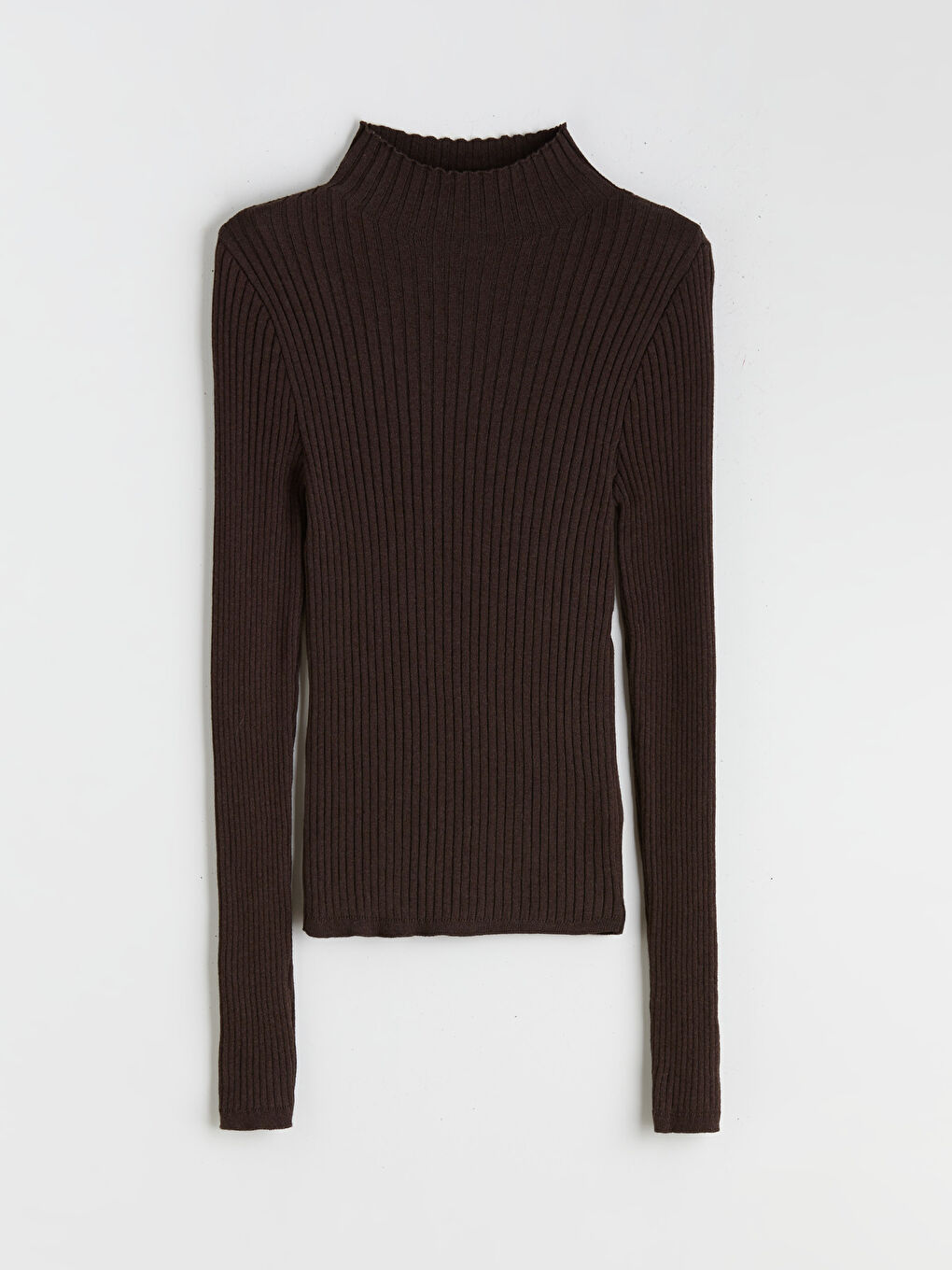 Kahverengi Yarım Balıkçı Yaka Kadın Triko Kazak-4