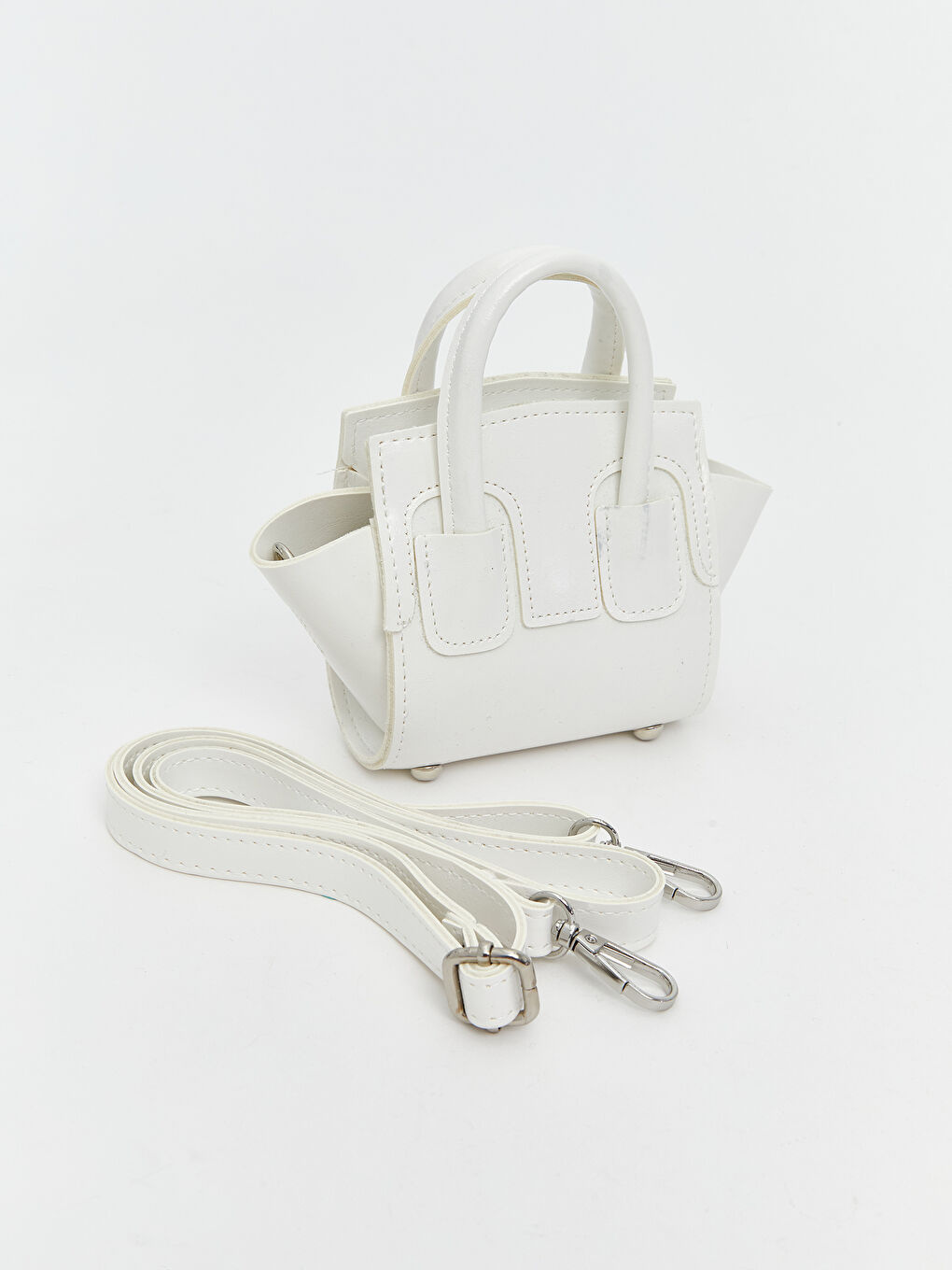 Beyaz Deri Görünümlü Kadın Omuz Çantası-1