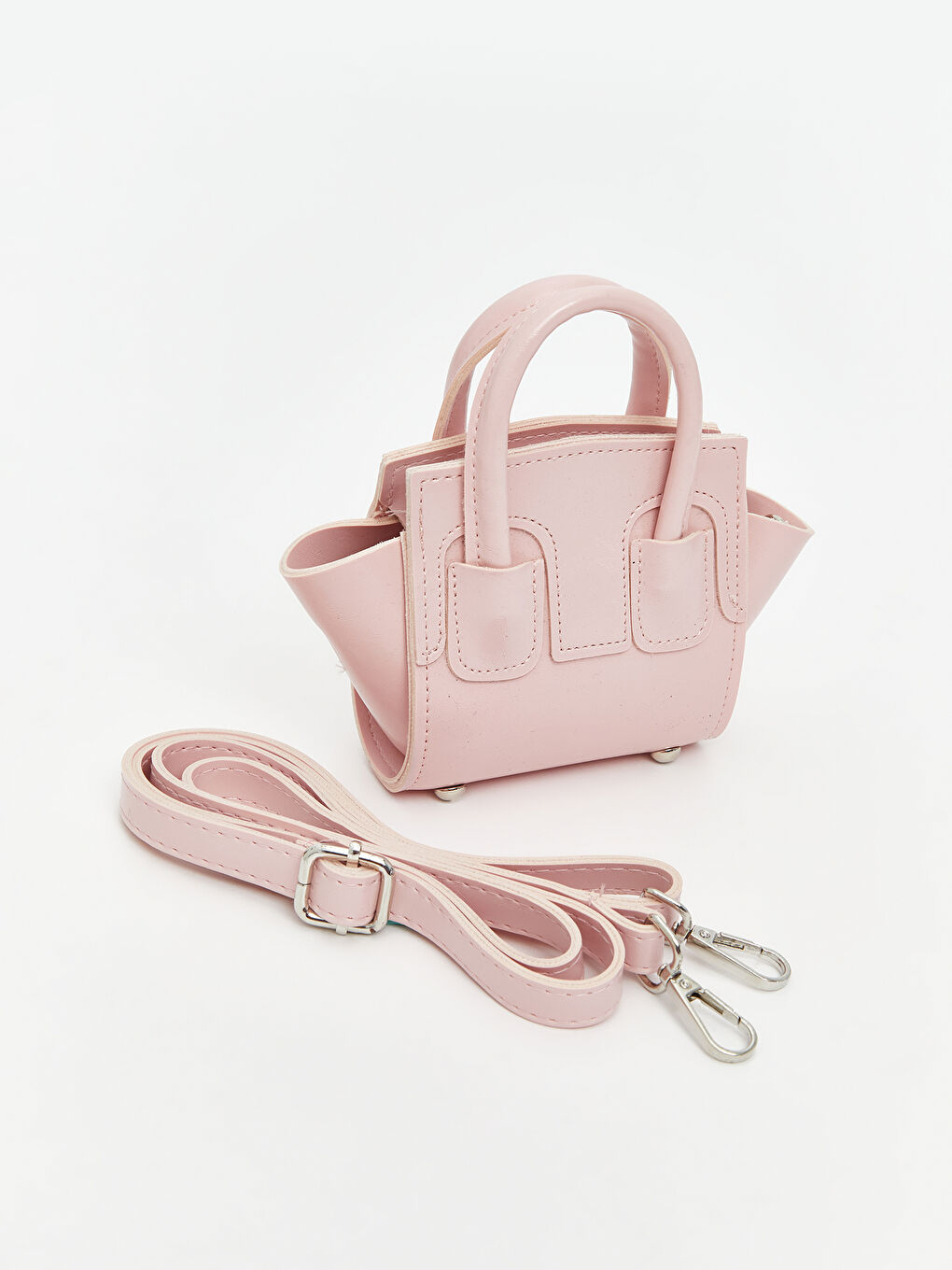 Pembe Deri Görünümlü Kadın Omuz Çantası-1