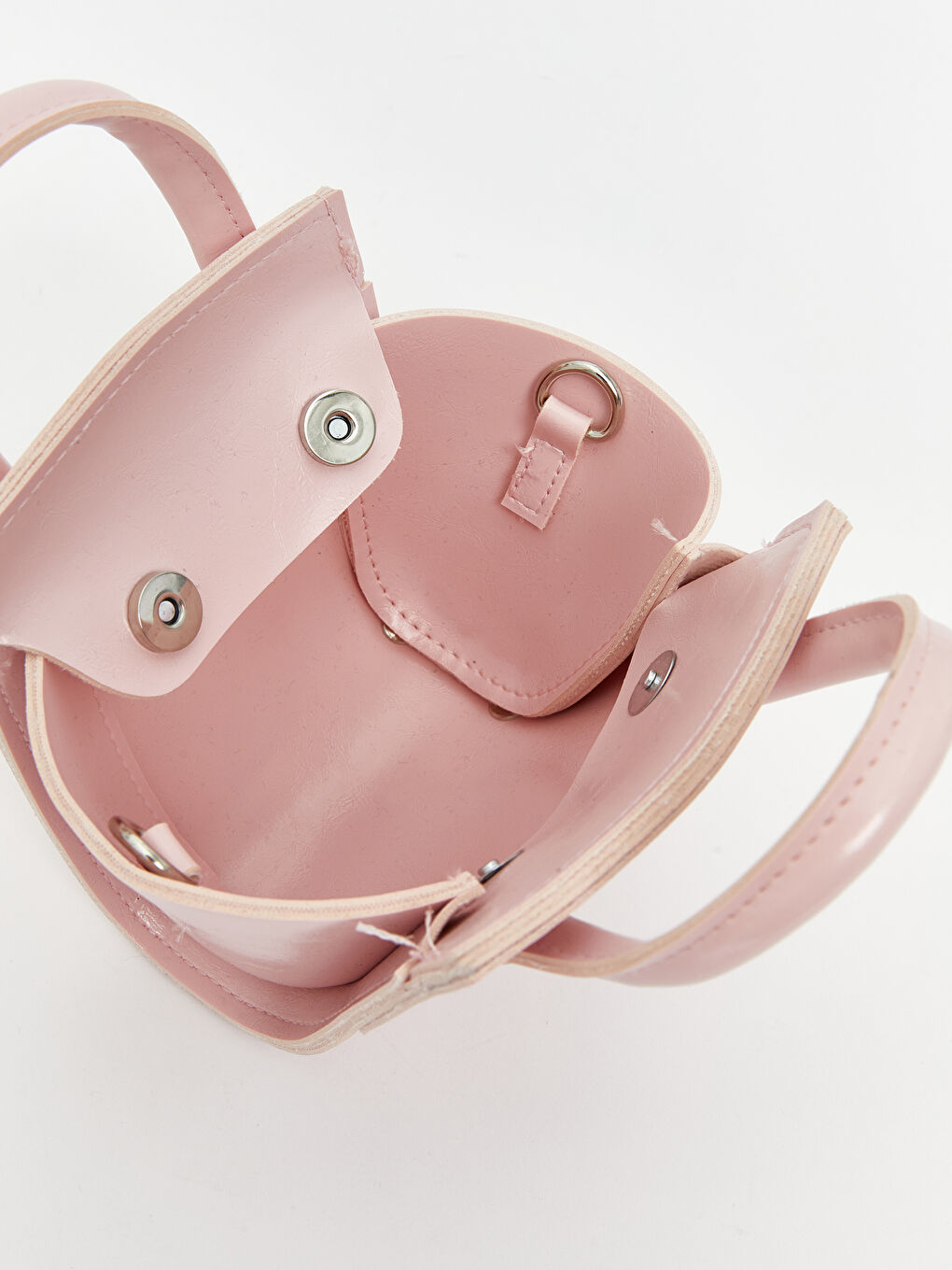 Pembe Deri Görünümlü Kadın Omuz Çantası-2