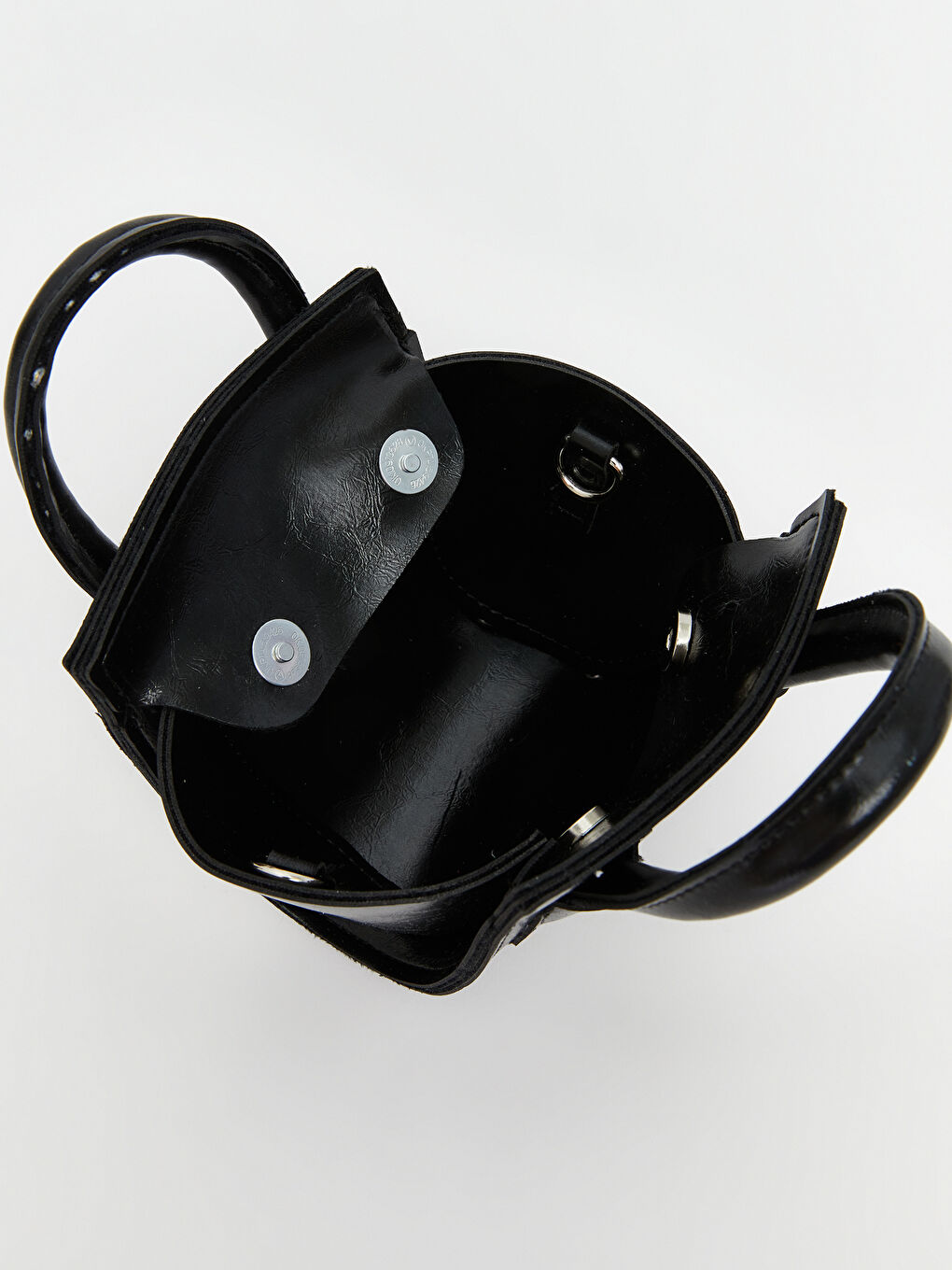 Siyah Deri Görünümlü Kadın Omuz Çantası-2