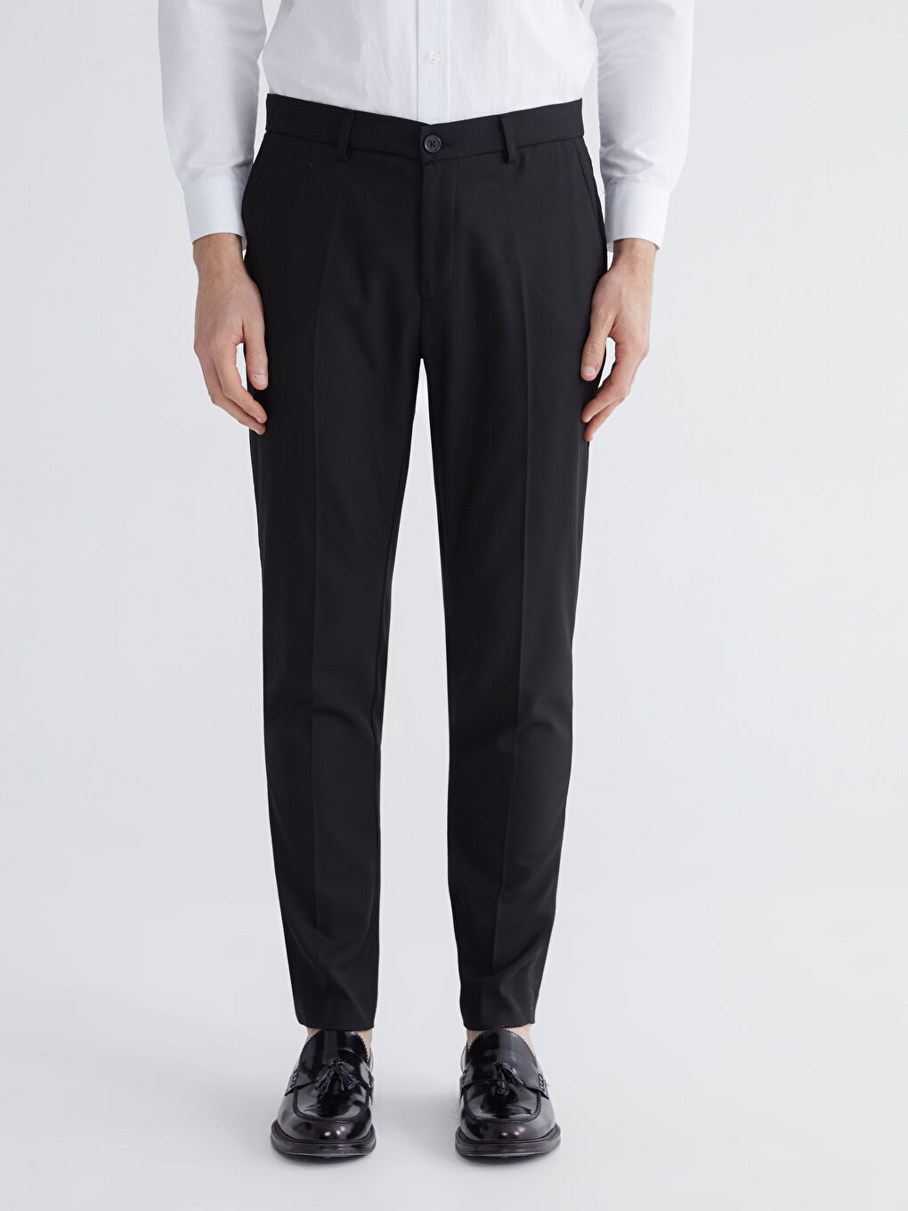 Siyah Slim Fit Gabardin Erkek Pantolon-1