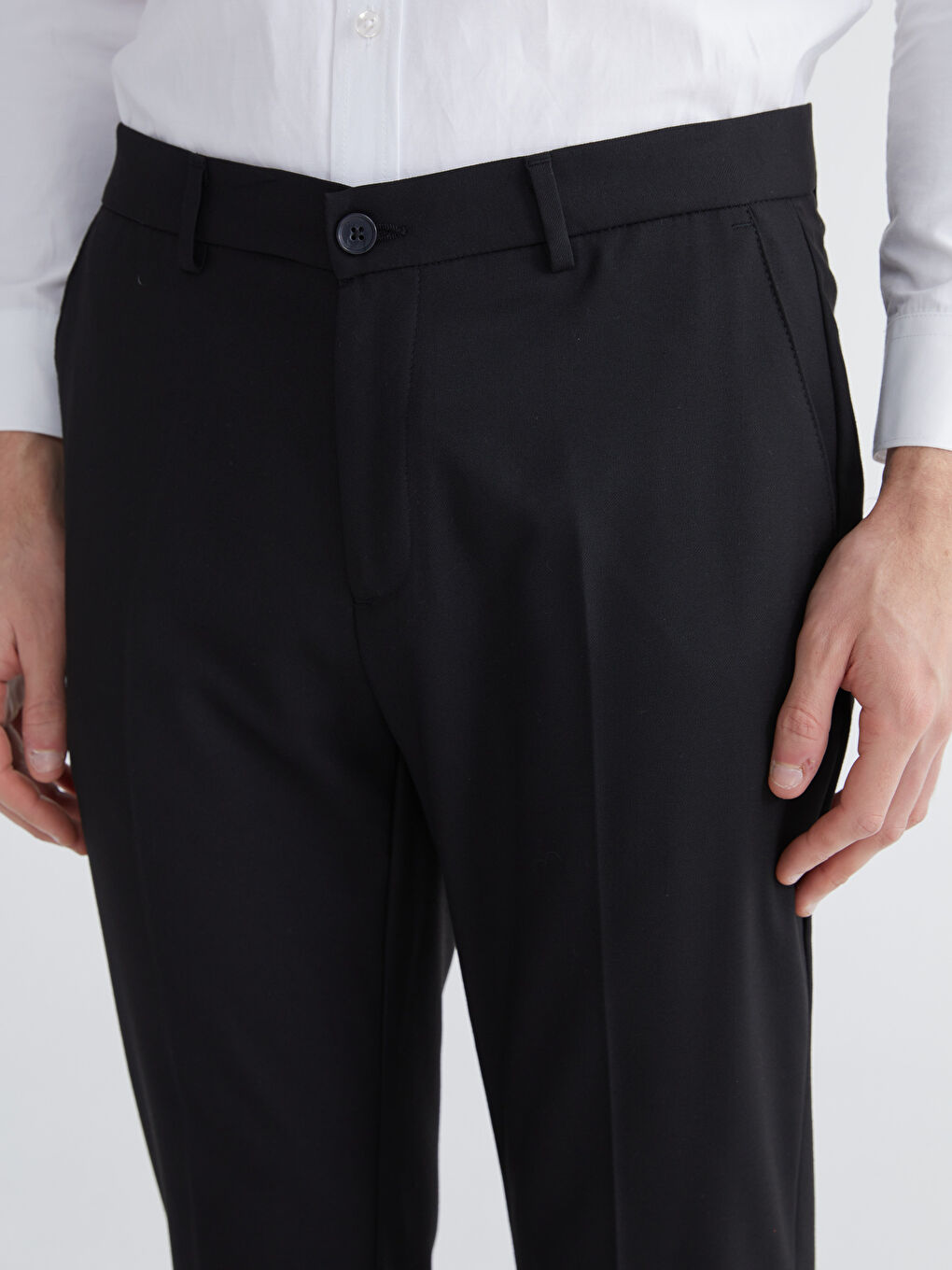 Siyah Slim Fit Gabardin Erkek Pantolon-2