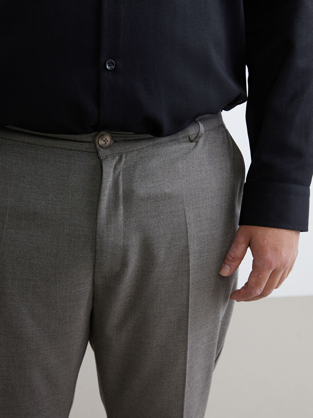 Bej Slim Fit Gabardin Erkek Pantolon-5