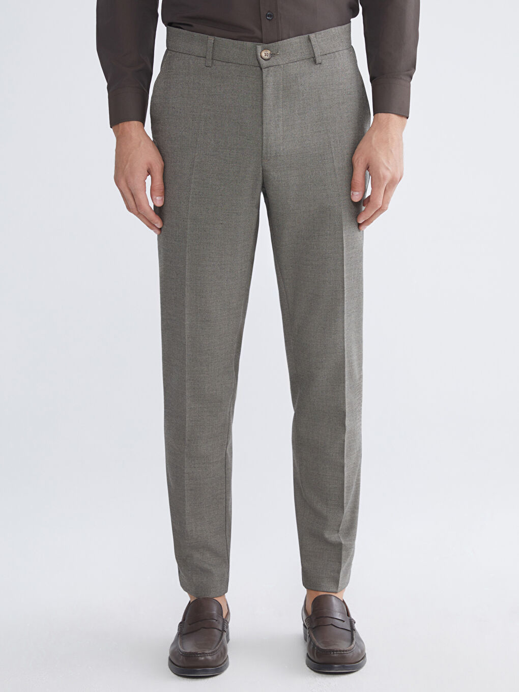 Bej Slim Fit Gabardin Erkek Pantolon-2