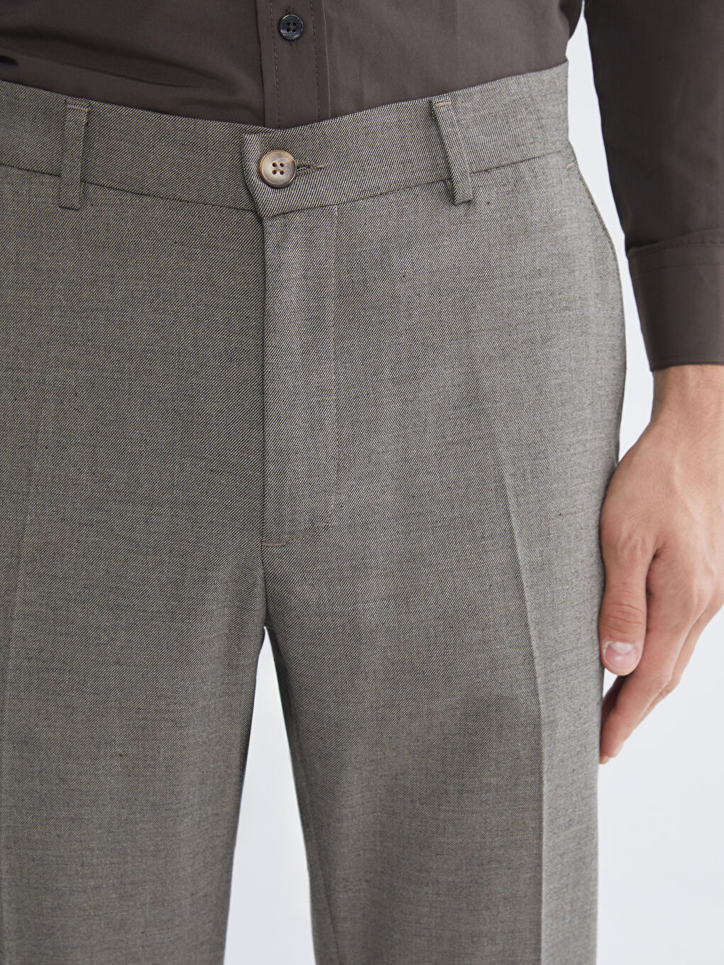 Bej Slim Fit Gabardin Erkek Pantolon-3