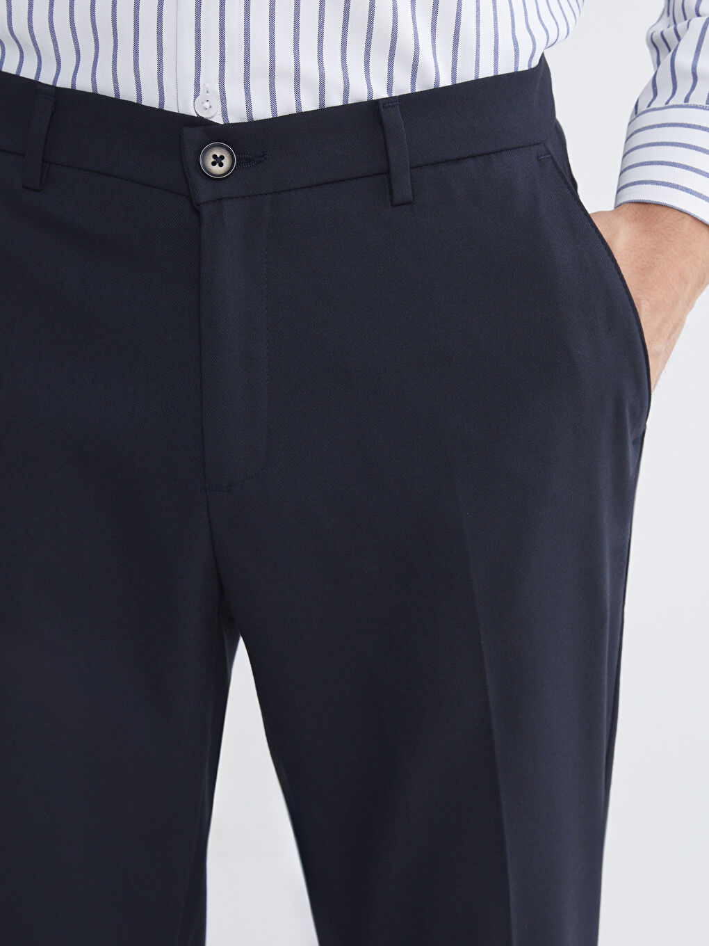 Lacivert Slim Fit Gabardin Erkek Pantolon-2