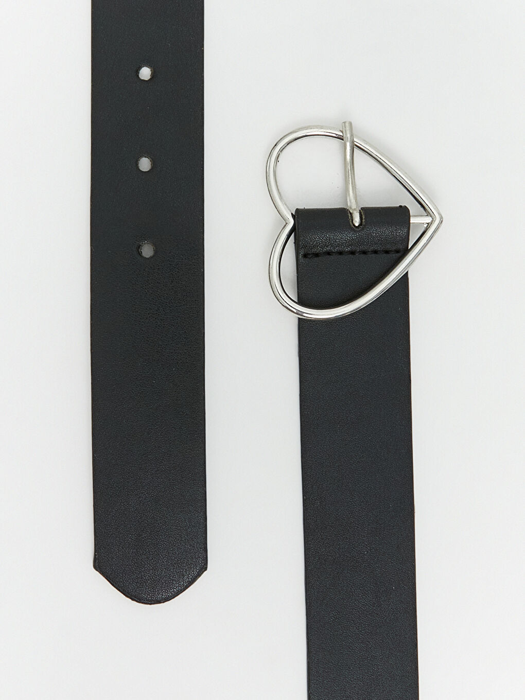 Siyah Kalp Desenli Deri Görünümlü Kız Çocuk Kemer-2