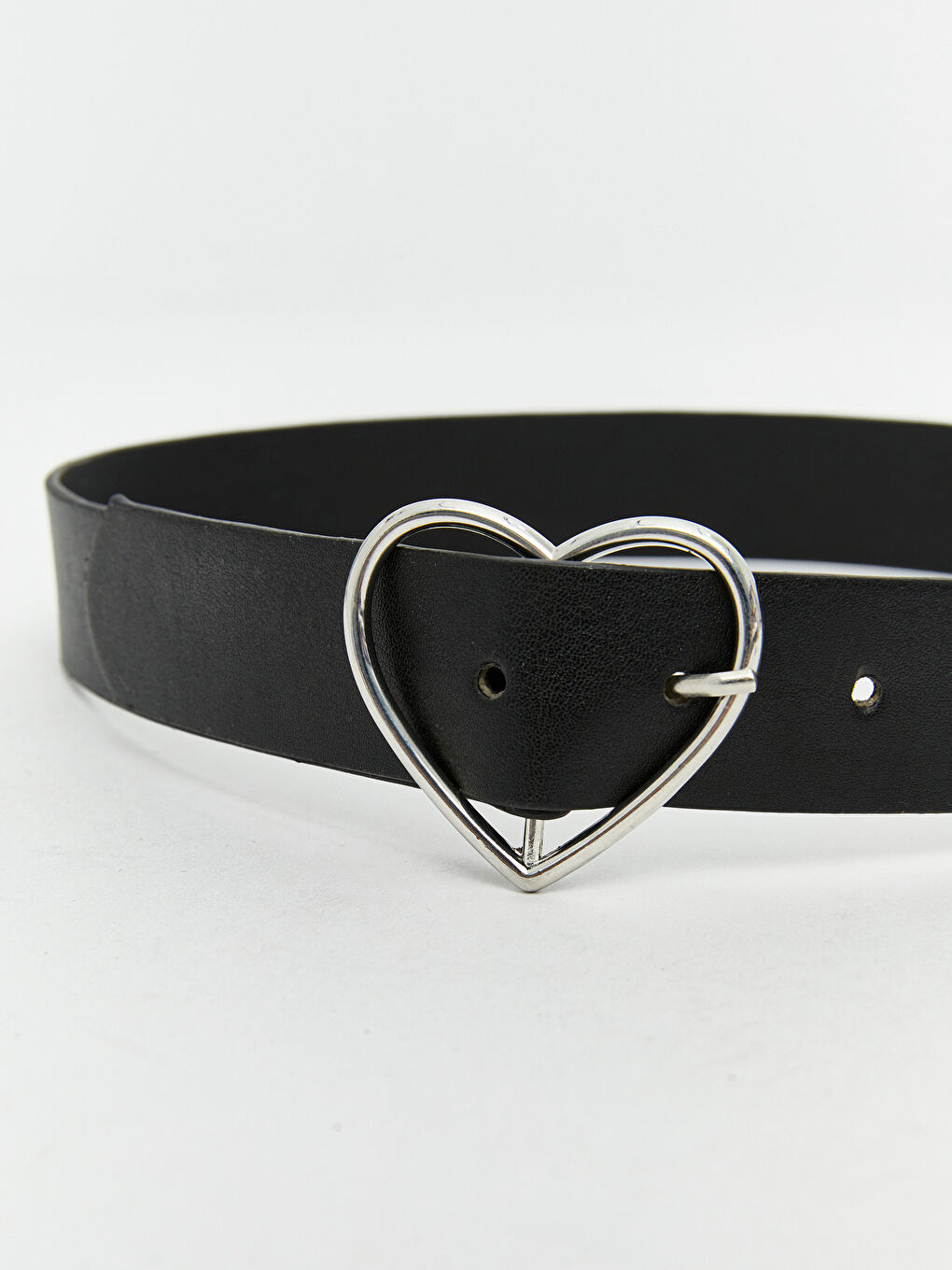 Siyah Kalp Desenli Deri Görünümlü Kız Çocuk Kemer-3