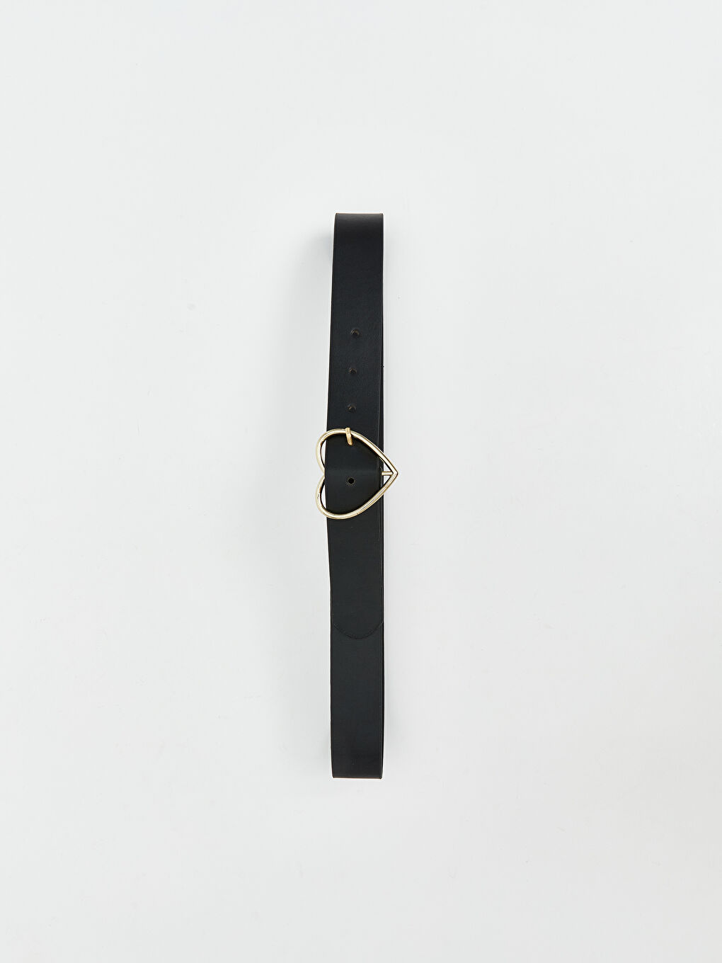 Siyah Kalp Desenli Deri Görünümlü Kız Çocuk Kemer-1