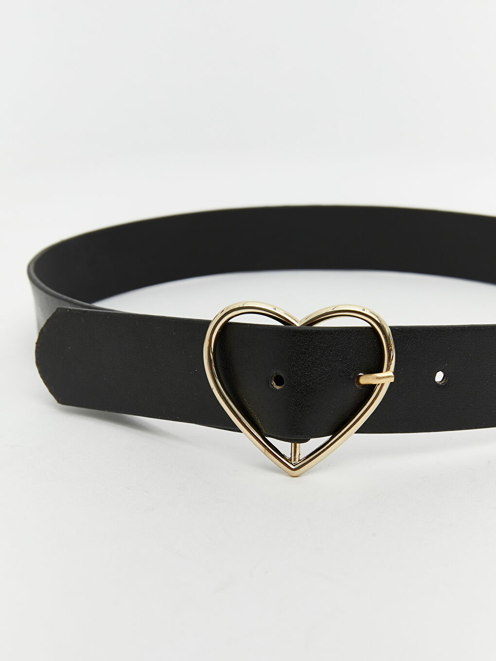 Siyah Kalp Desenli Deri Görünümlü Kız Çocuk Kemer-3