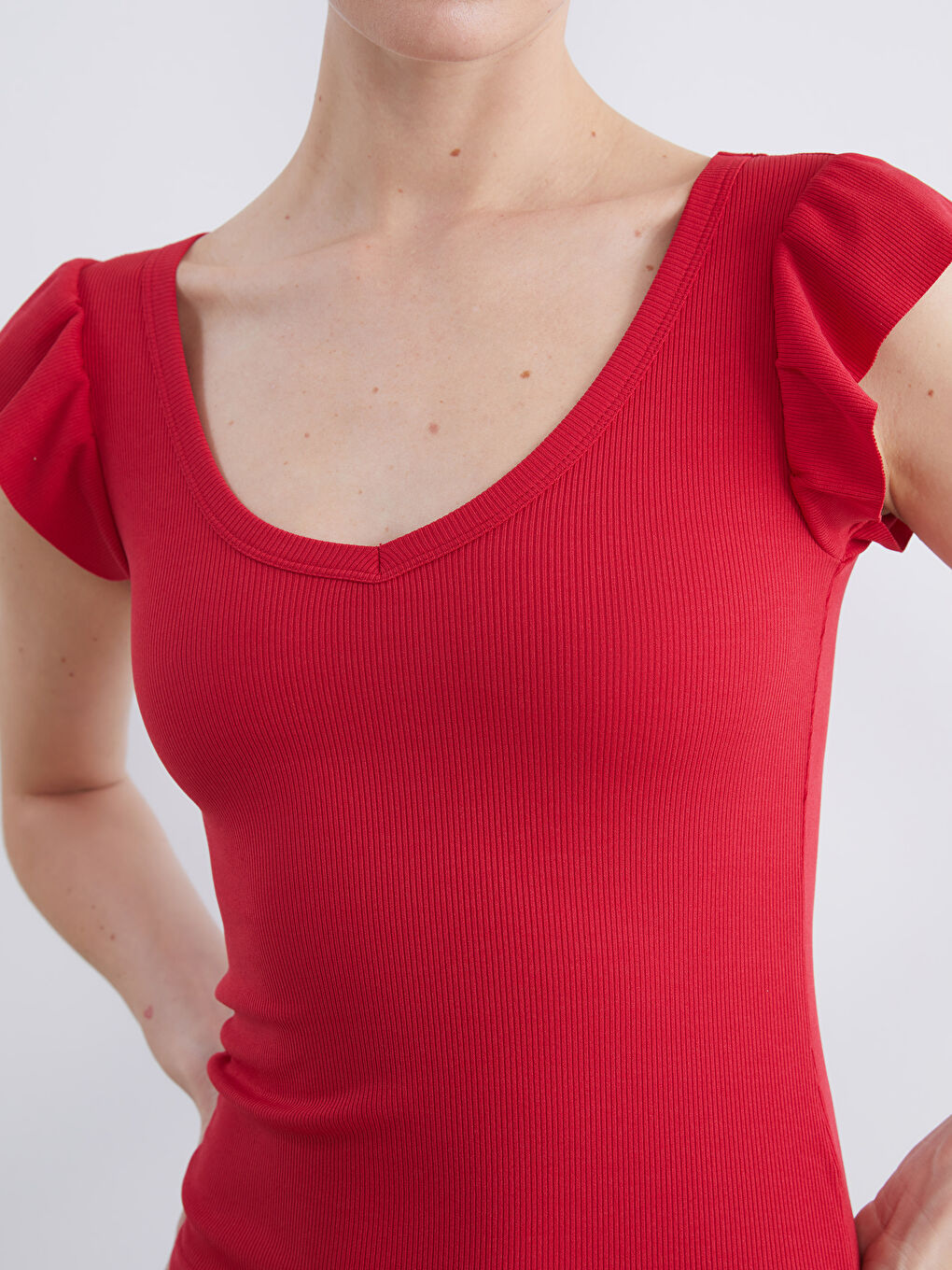 LCW Comfort V Neck Women's T-Shirt -W5JS45Z8-CZH