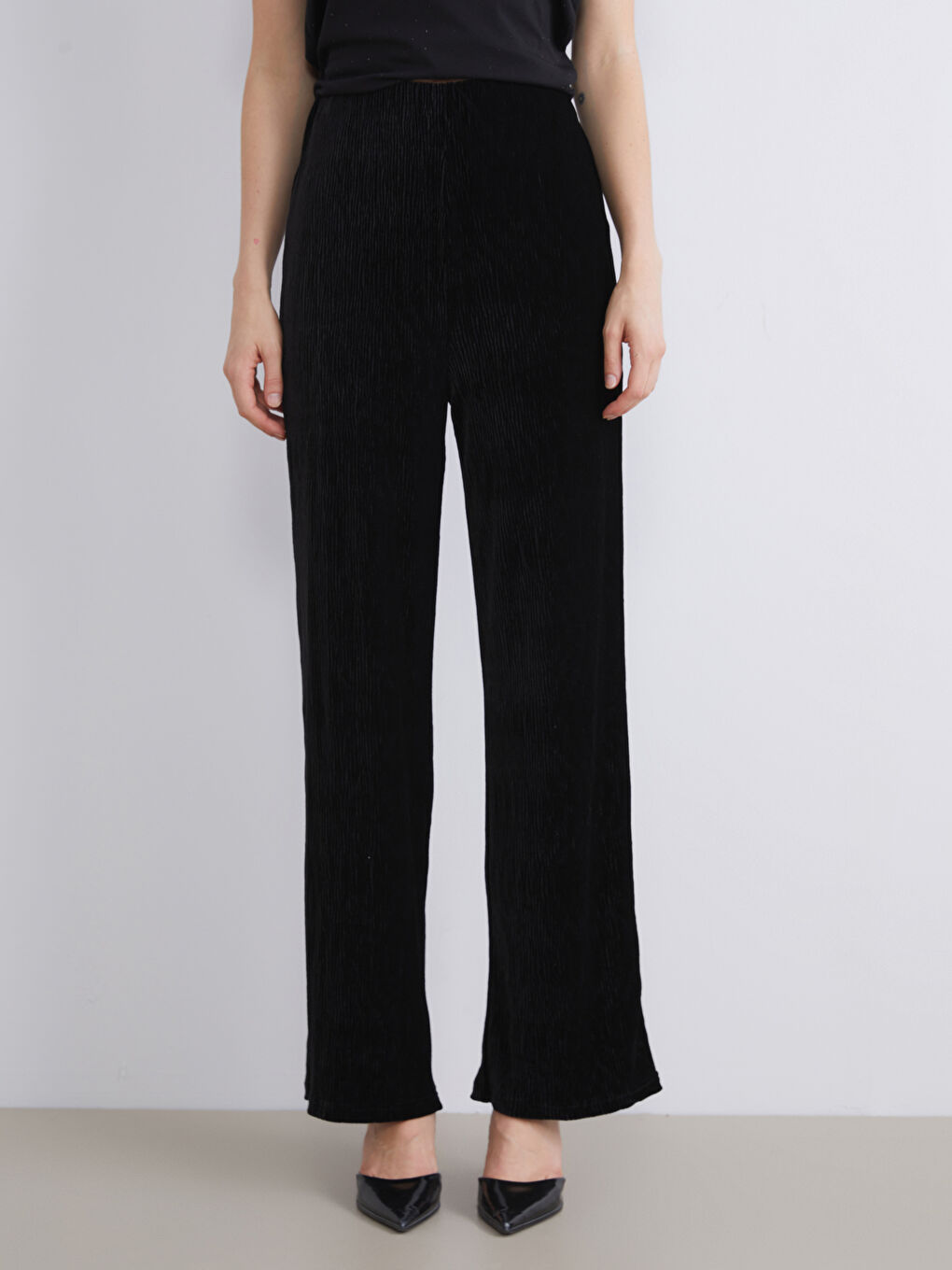 Elasticated Waist Velvet Women's Trousers-1