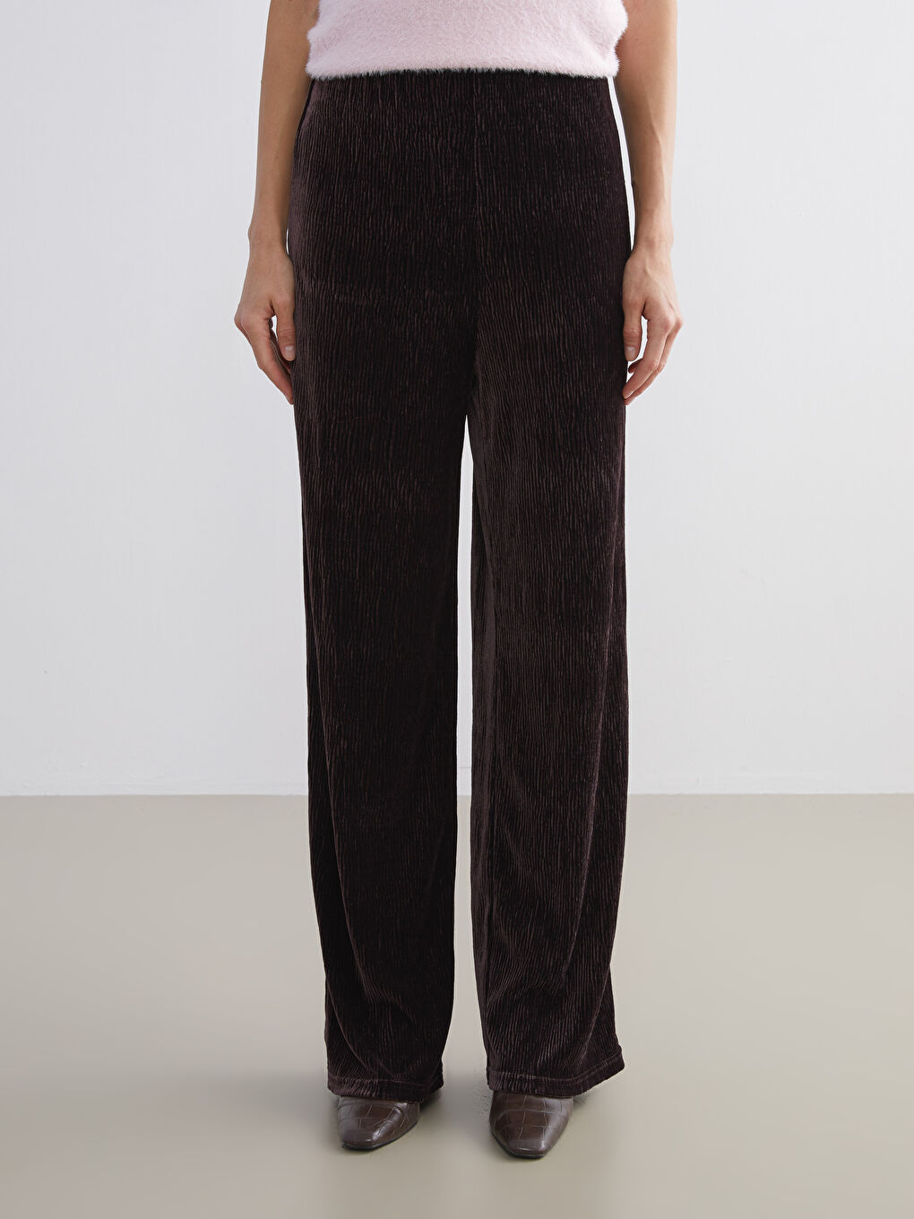 Elasticated Waist Velvet Women's Trousers-1