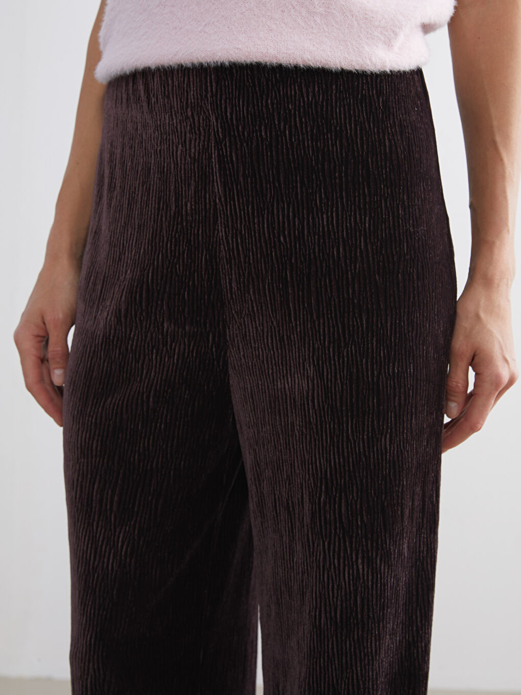 Elasticated Waist Velvet Women's Trousers-2