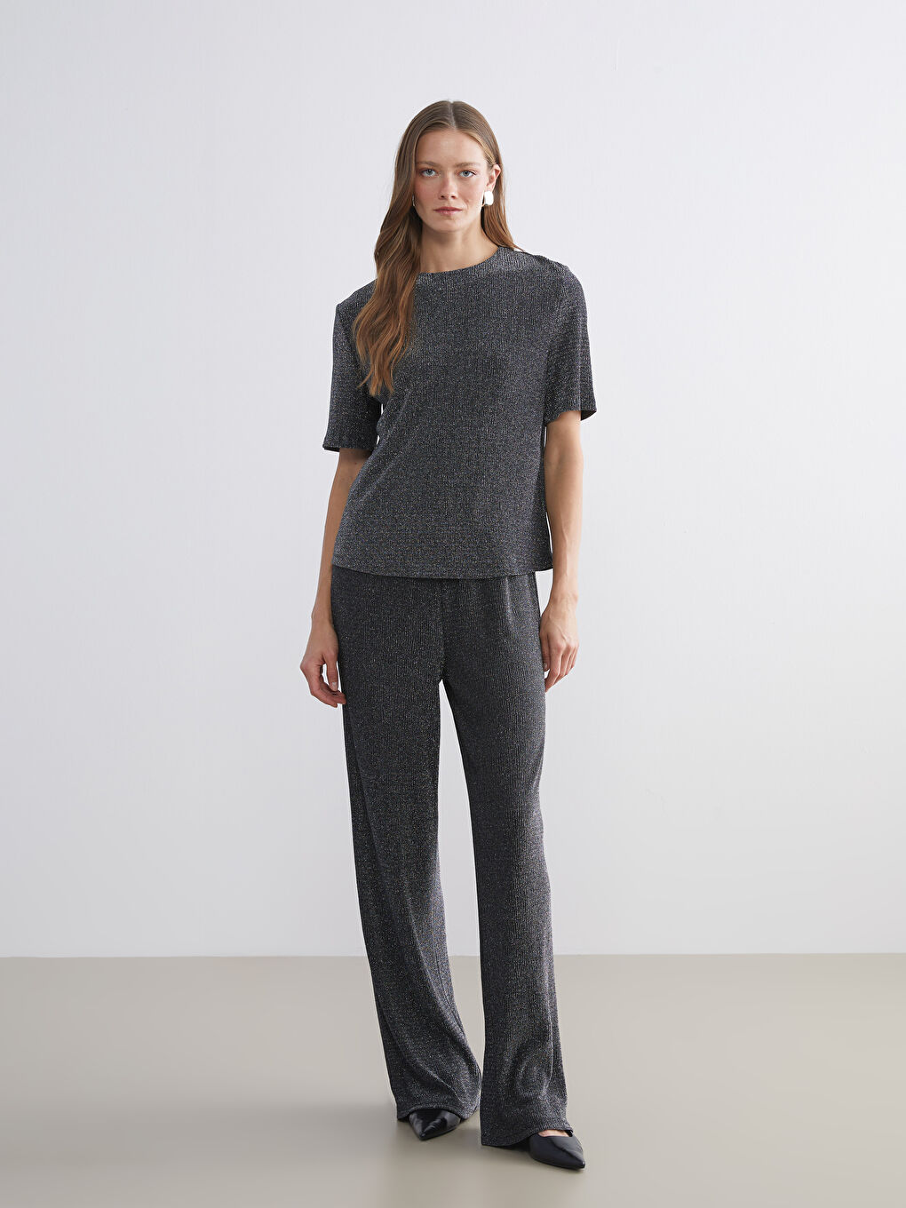 Shine in our crew neck blouse.-1