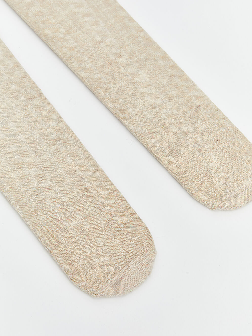 Bej Desenli Kız Bebek Külotlu Çorap 2'li-1