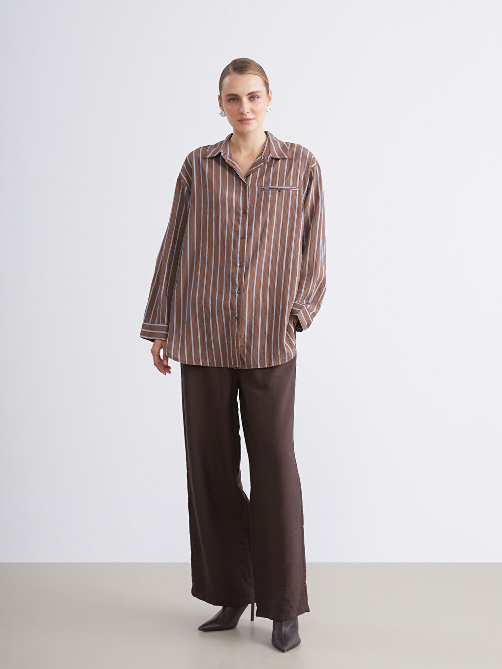 LCW Modest Elastic Waist Wide Leg Women's Trousers -W5JS64Z8-D7V