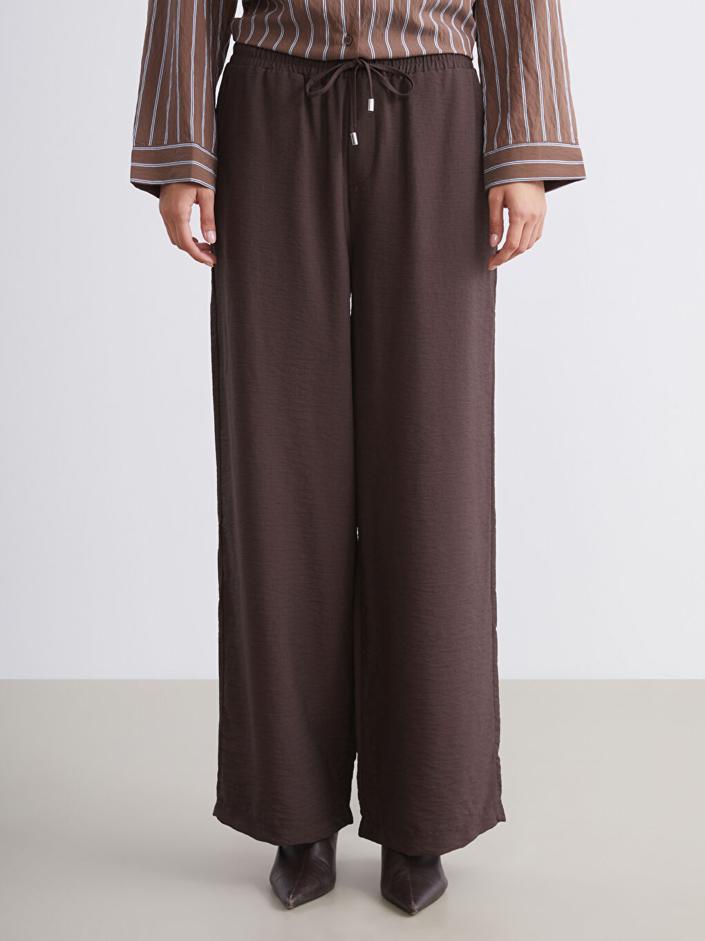 LCW Modest Elastic Waist Wide Leg Women's Trousers -W5JS64Z8-D7V