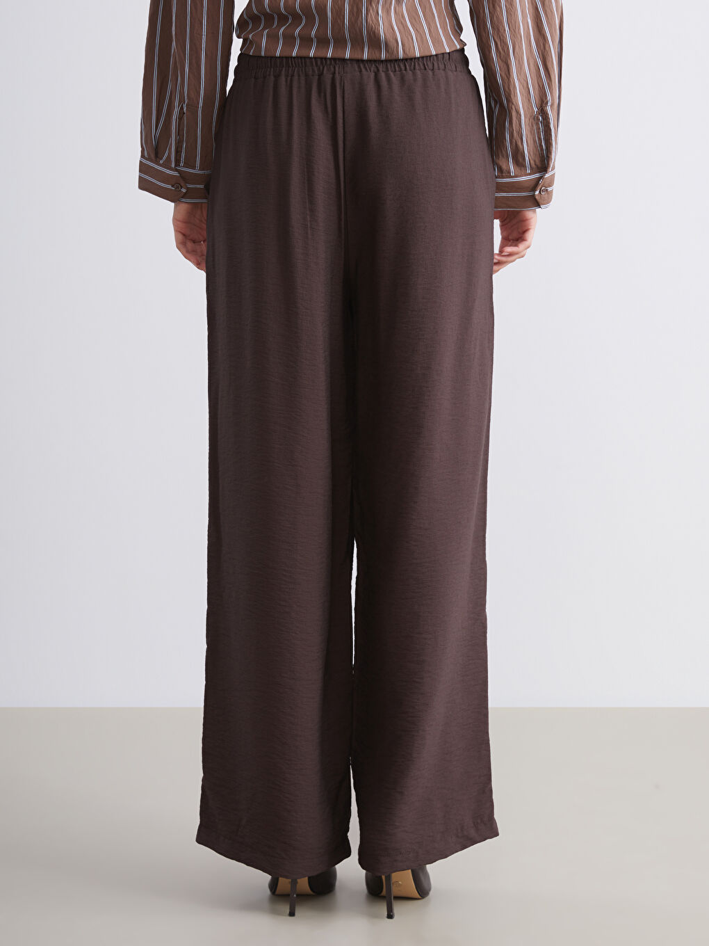 LCW Modest Elastic Waist Wide Leg Women's Trousers -W5JS64Z8-D7V