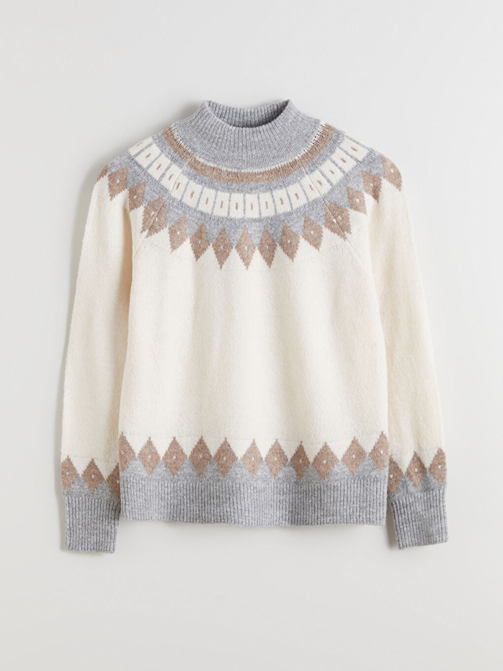 Mock Turtleneck Patterned Women's Knitwear Sweater-4