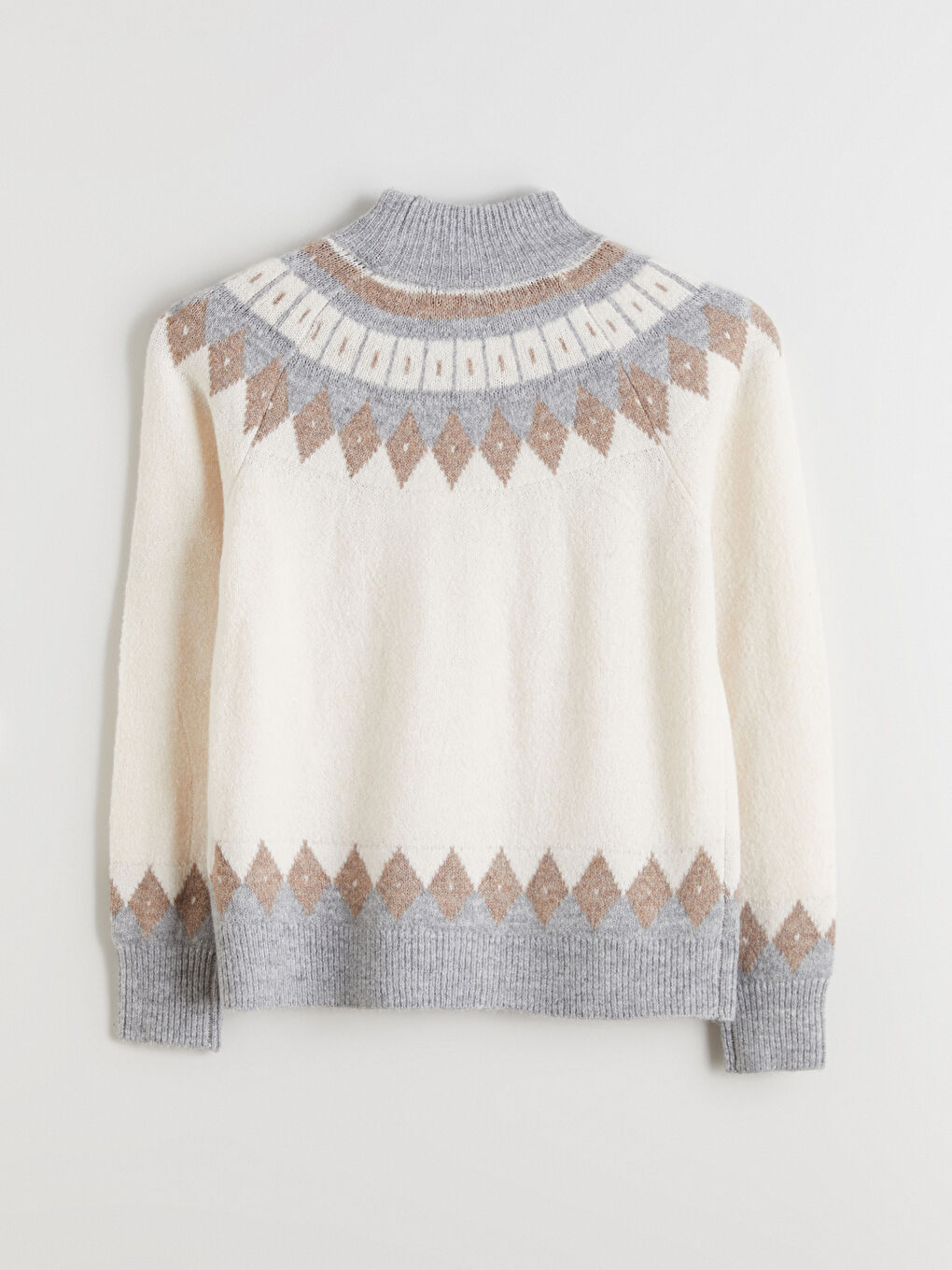 Mock Turtleneck Patterned Women's Knitwear Sweater-5