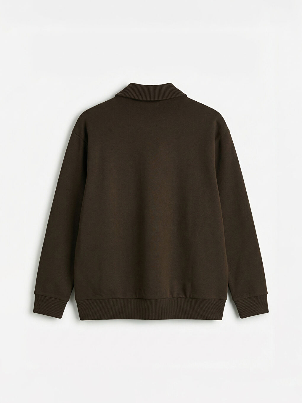 Kahverengi Dik Yaka Erkek Kalın Sweatshirt-1