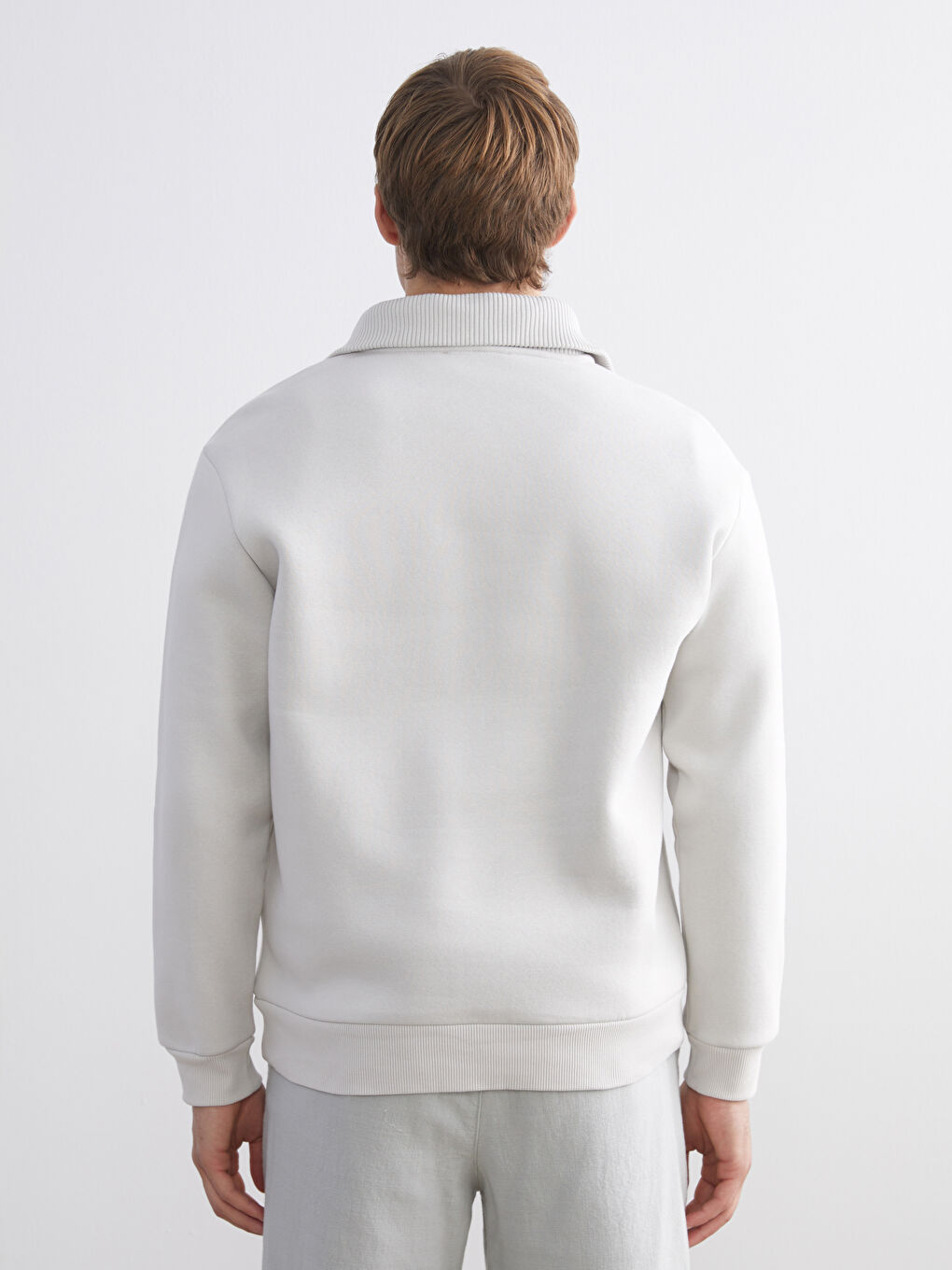 Zippered Funnel Neck Men's Thick Sweatshirt-3