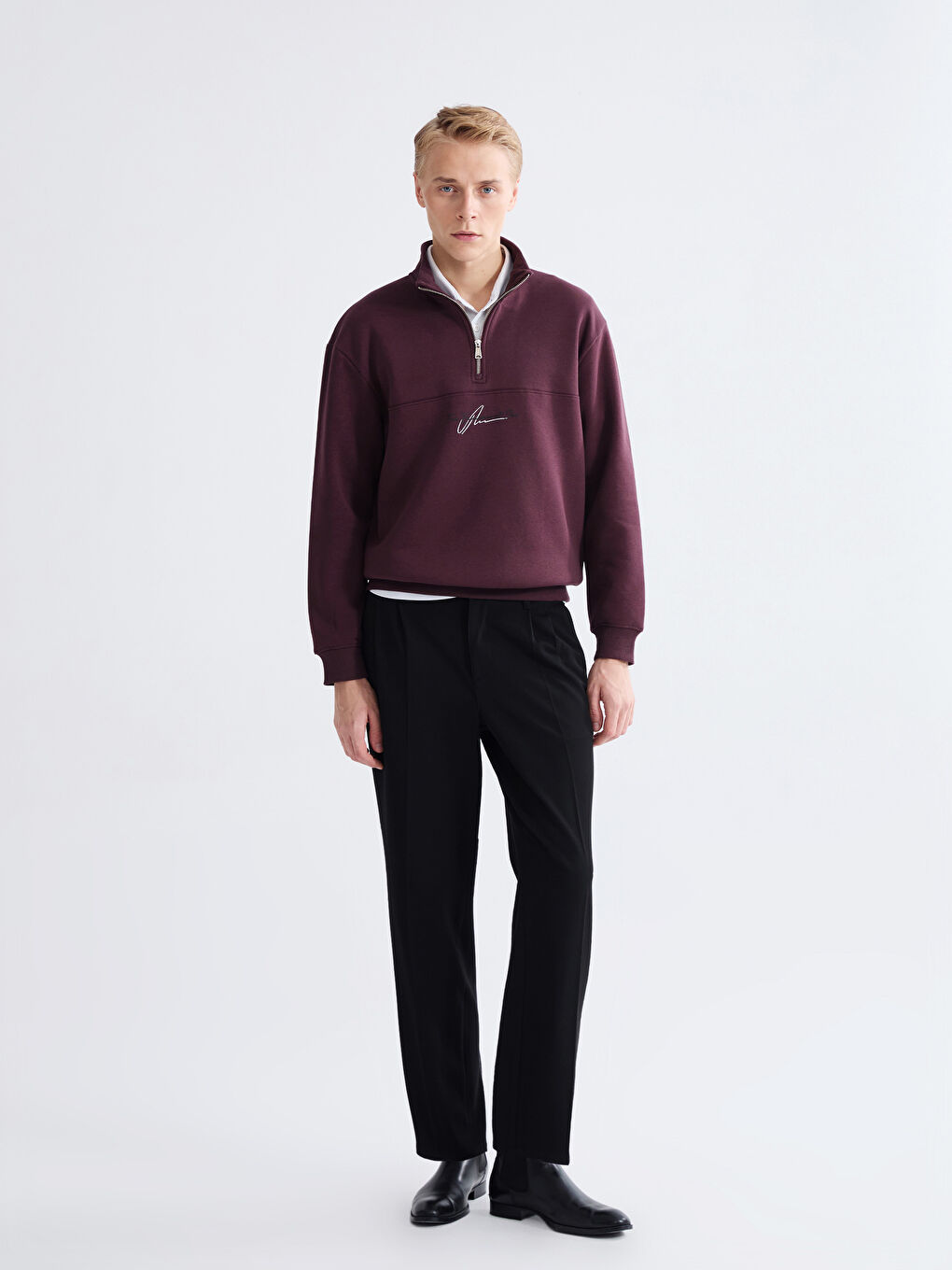 მამაკაცები ქლიავისფერი თბილი ზედა-1