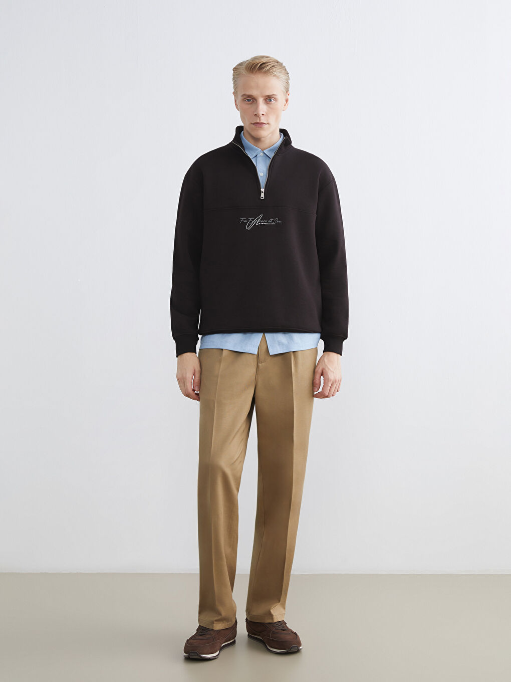 Funnel Neck Printed Men's Thick Sweatshirt-1