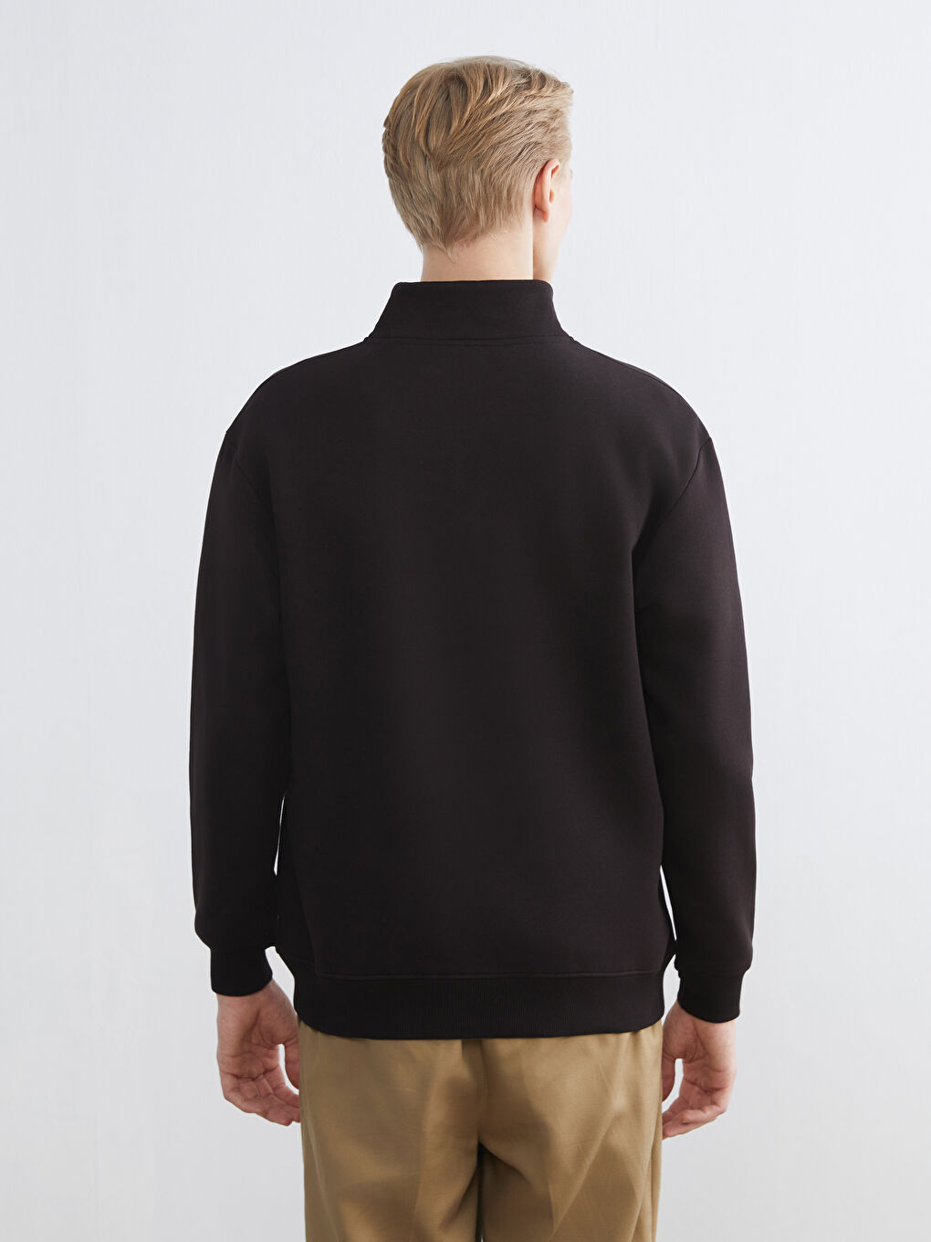 Funnel Neck Printed Men's Thick Sweatshirt-3