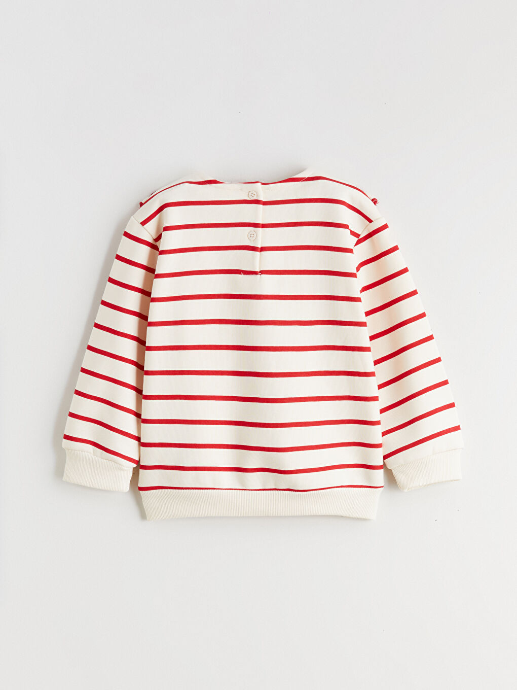 Kırmızı Bebe Yaka Çizgili Kız Çocuk Sweatshirt-1